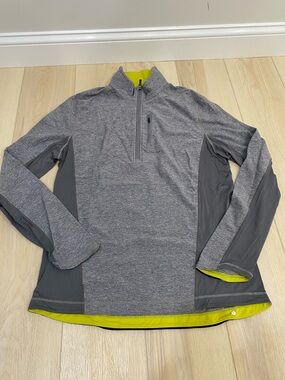 Lululemon Sweater Mens XL Gray Yellow Stretch Quarter Zip Sweatshirt